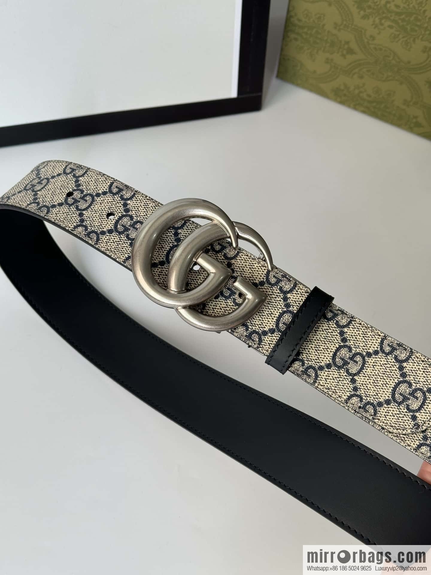 GUCCI double G retro rotary buckle with double-sided belt 3.7cm