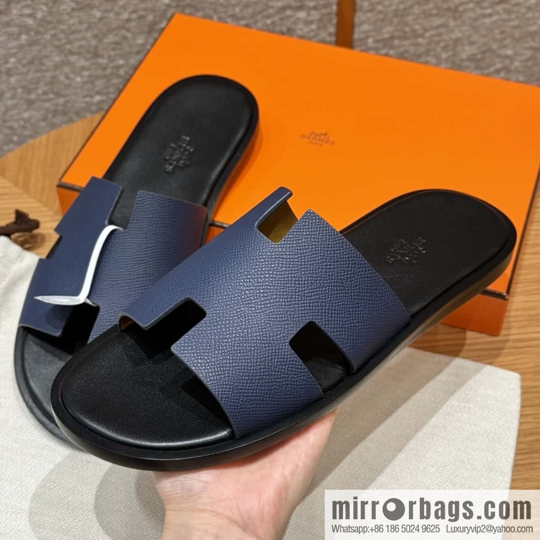 HERMES 182 -Lzmir Men's slippers Men's slippers, cowhide/Epsom Navy/7U/Blue Navy