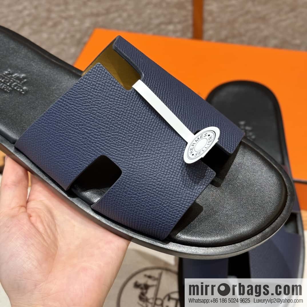 HERMES 182 -Lzmir Men's slippers Men's slippers, cowhide/Epsom Navy/7U/Blue Navy