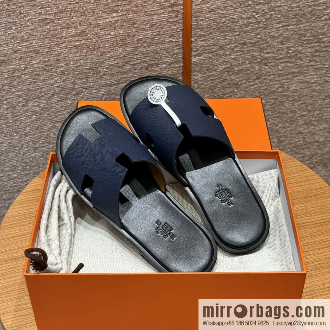 HERMES 182 -Lzmir Men's slippers Men's slippers, cowhide/Epsom Navy/7U/Blue Navy
