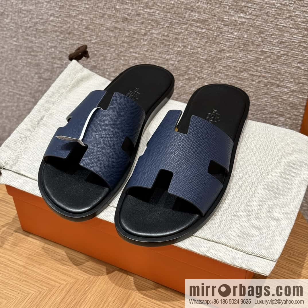 HERMES 182 -Lzmir Men's slippers Men's slippers, cowhide/Epsom Navy/7U/Blue Navy