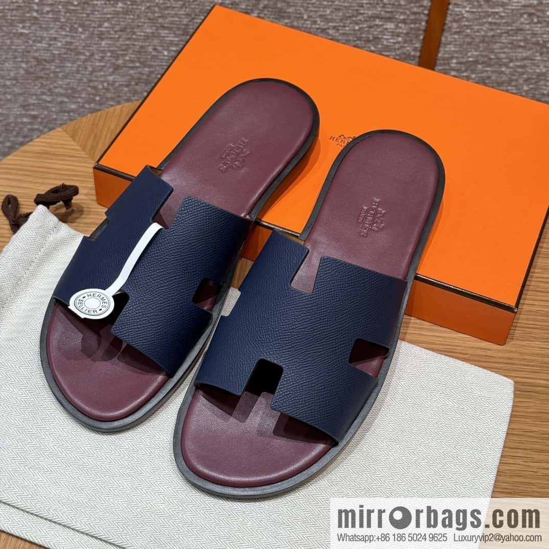 HERMES 182 -Lzmir Men's slippers Men's slippers, cowhide/Epsom Navy/7U/Blue Navy