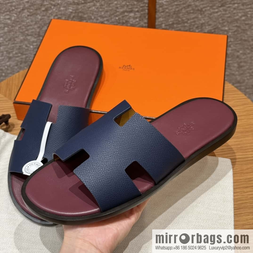 HERMES 182 -Lzmir Men's slippers Men's slippers, cowhide/Epsom Navy/7U/Blue Navy