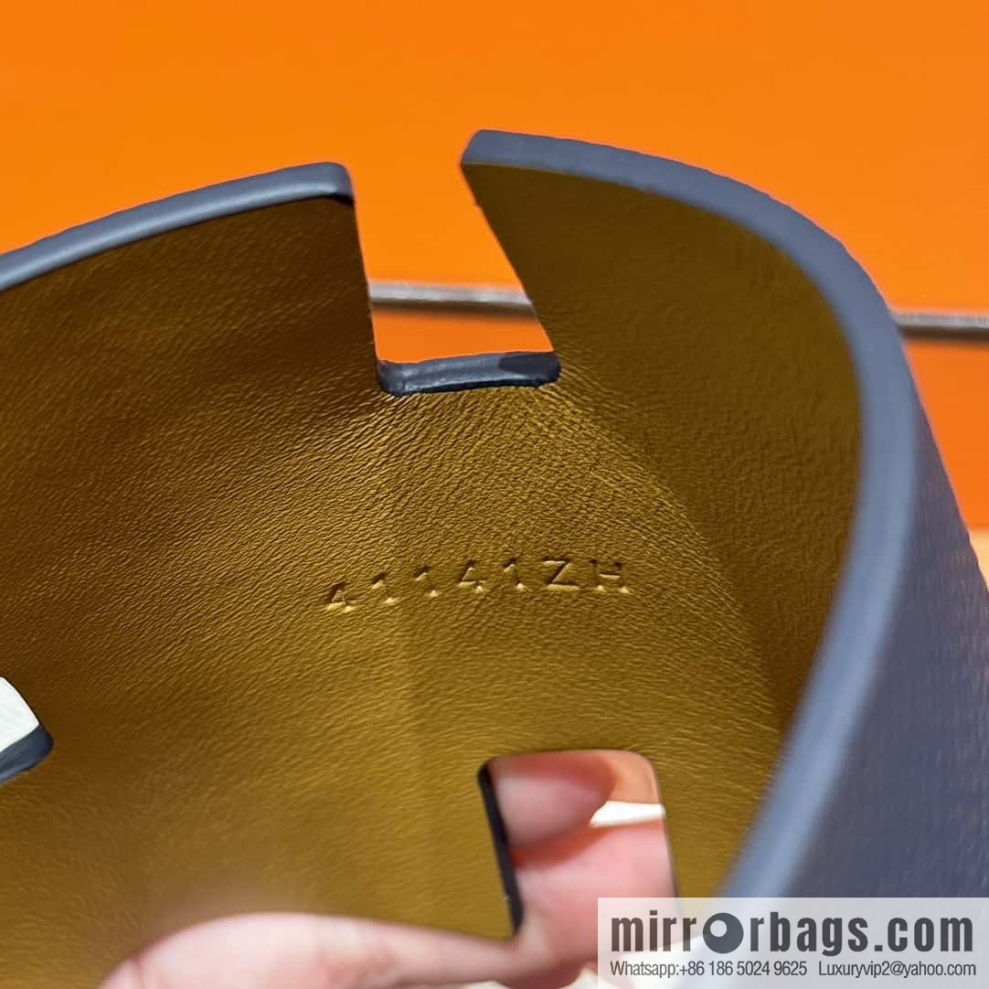 HERMES 182 -Lzmir Men's slippers Men's slippers, cowhide/Epsom Navy/7U/Blue Navy