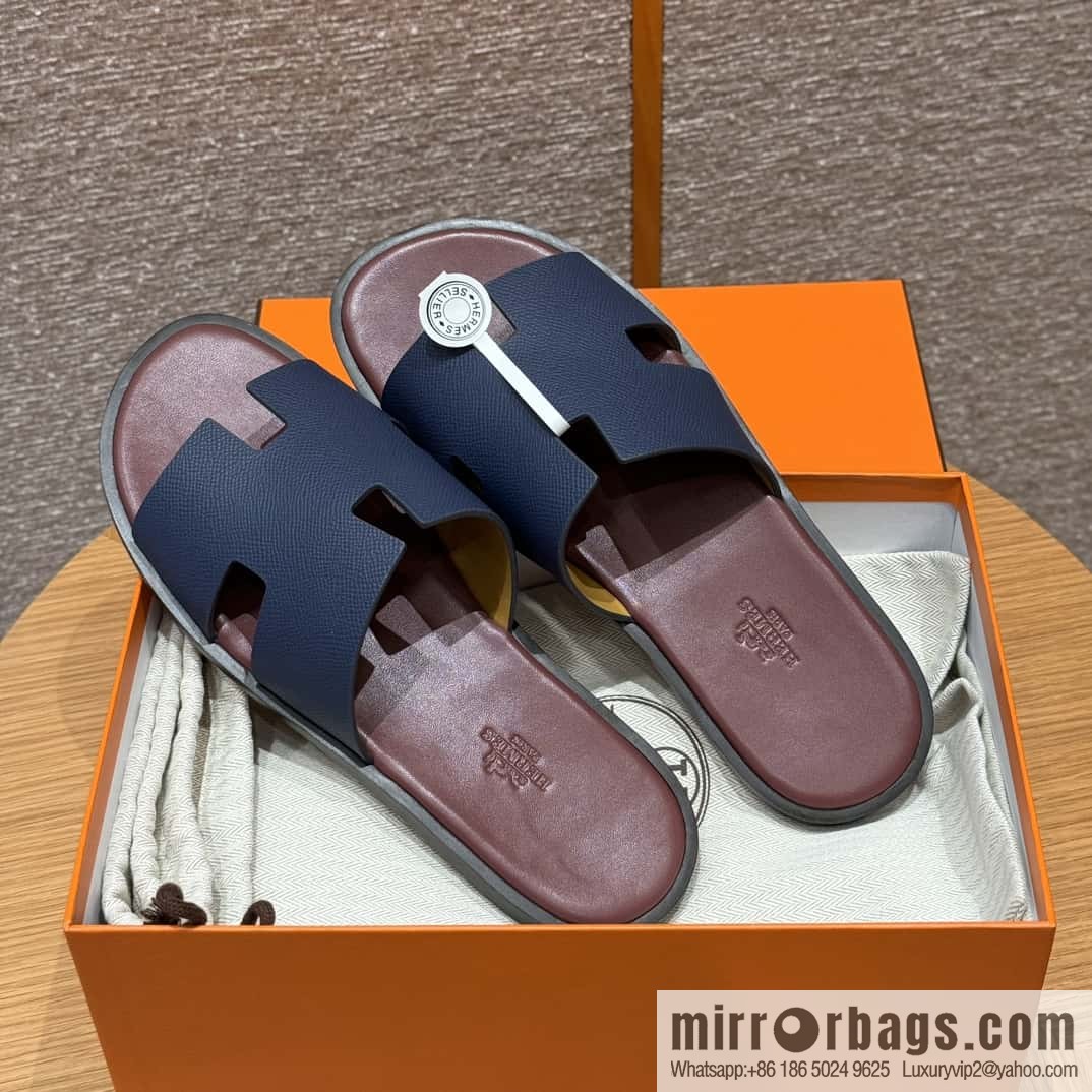 HERMES 182 -Lzmir Men's slippers Men's slippers, cowhide/Epsom Navy/7U/Blue Navy