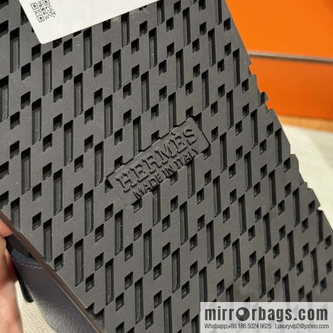 HERMES 180 CHYPRE SANDAL uncle shoes, suede/Chamois leather black/89/Black/dark blue/Dark blue