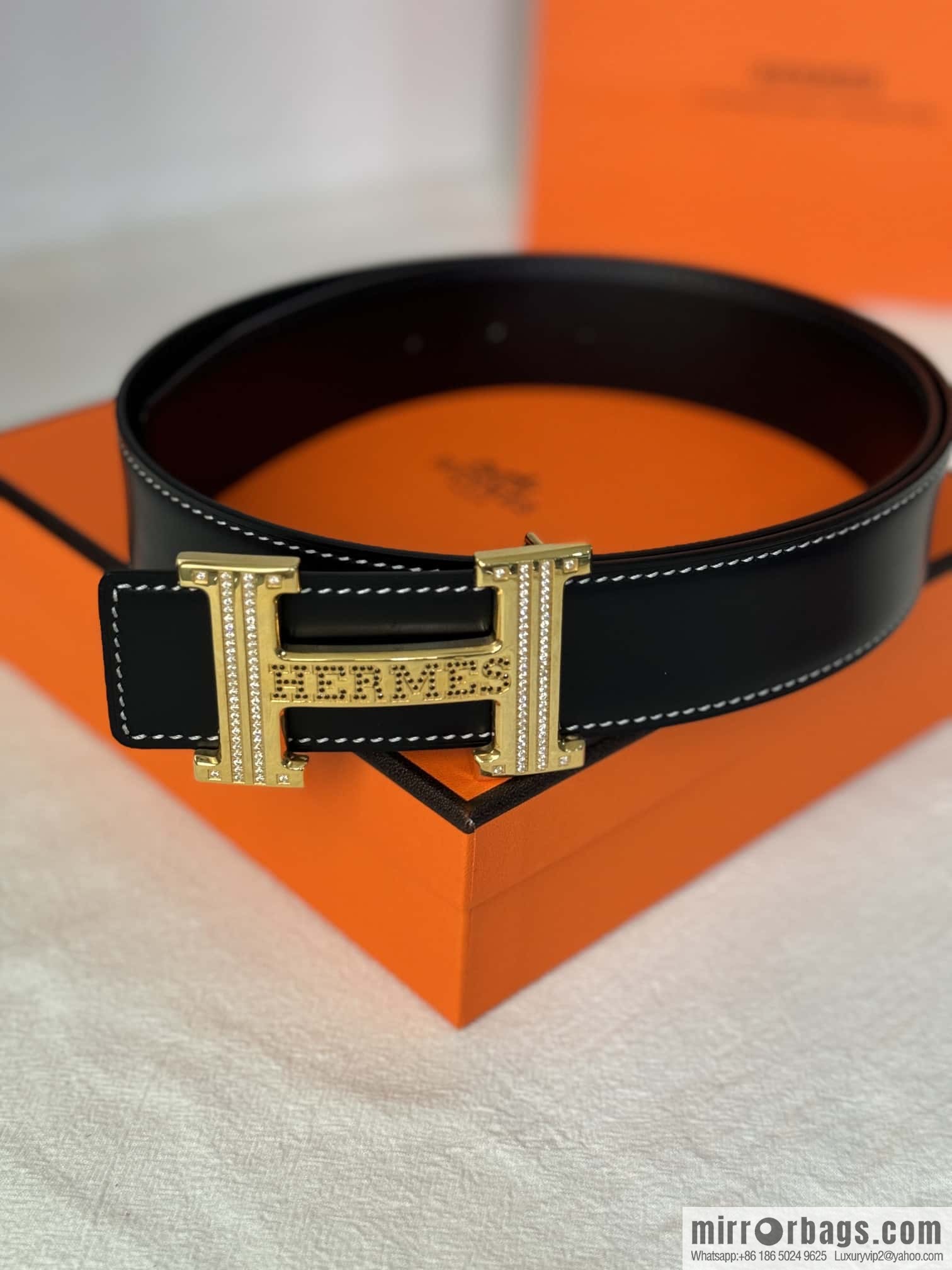 HERMES imported cowhide belt 3.8CM