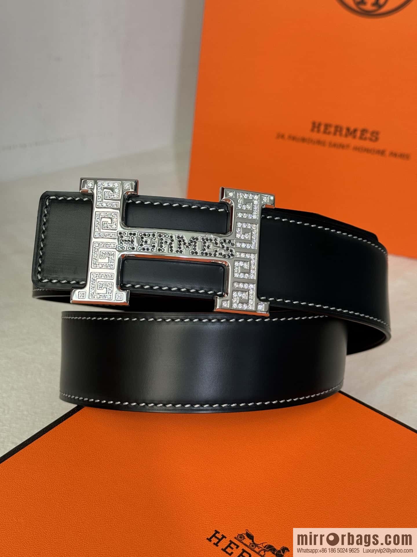 HERMES imported cowhide belt 3.8CM