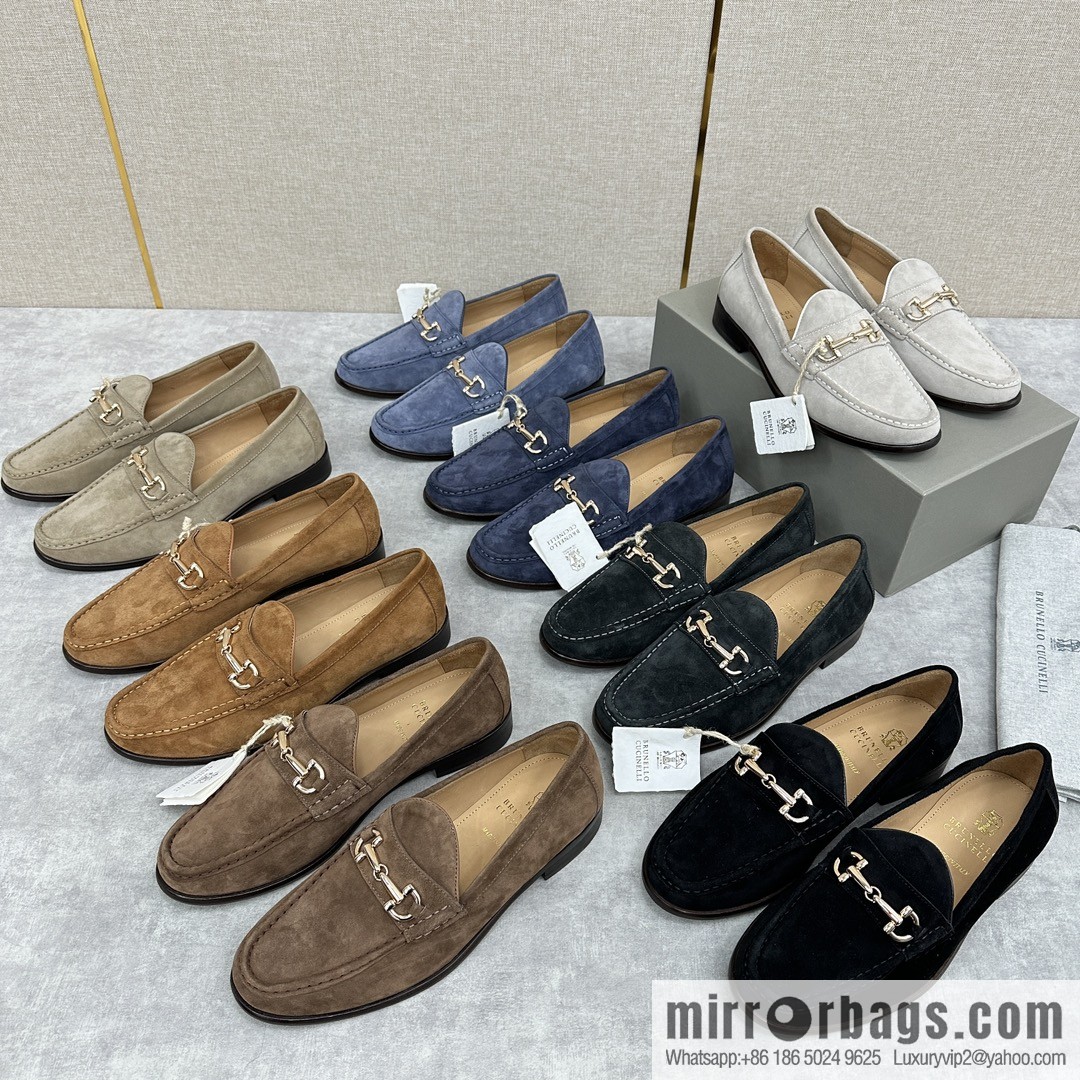 ππBC's new Brunello Cucinell * horseback buckle calfskin suede moccasins