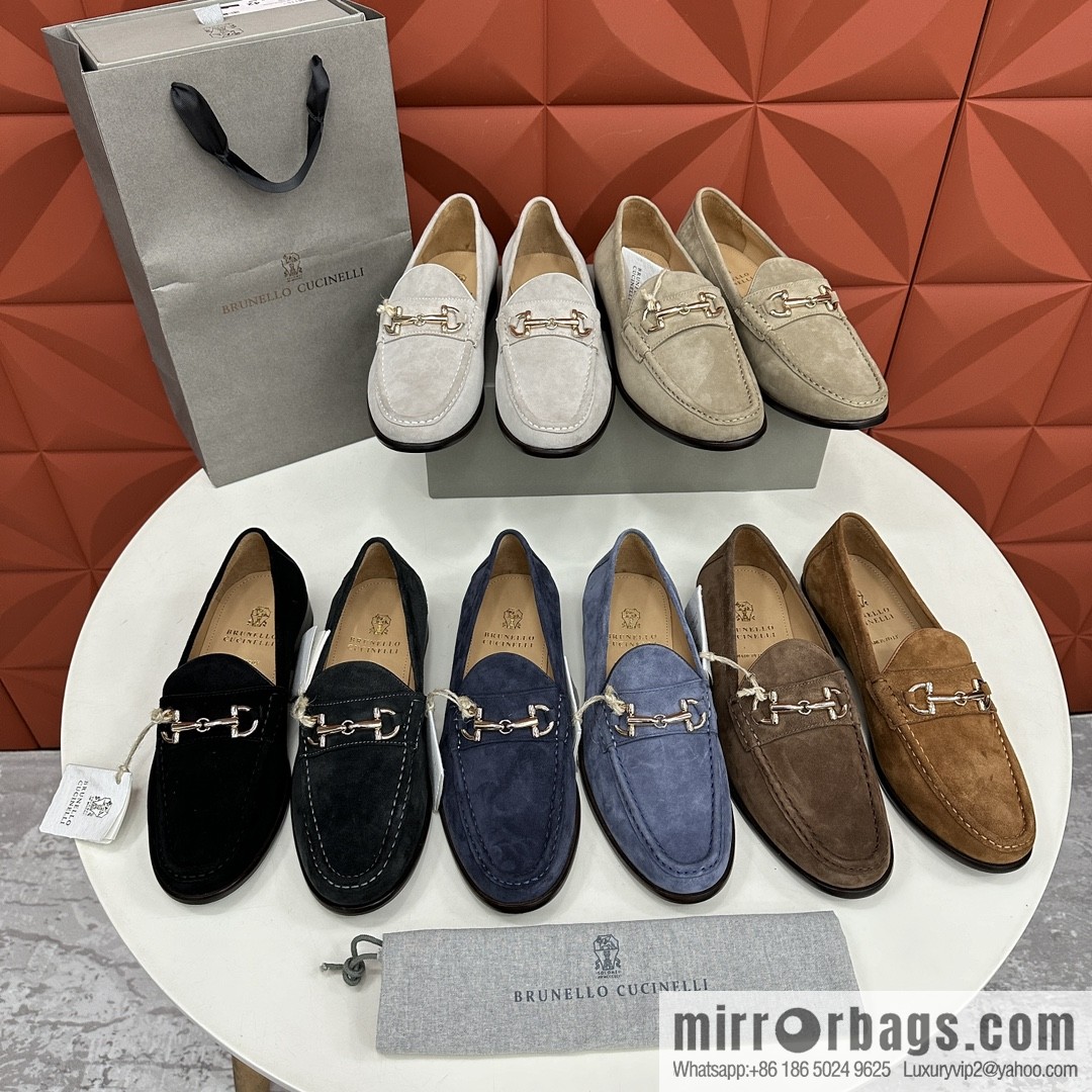 ππBC's new Brunello Cucinell * horseback buckle calfskin suede moccasins