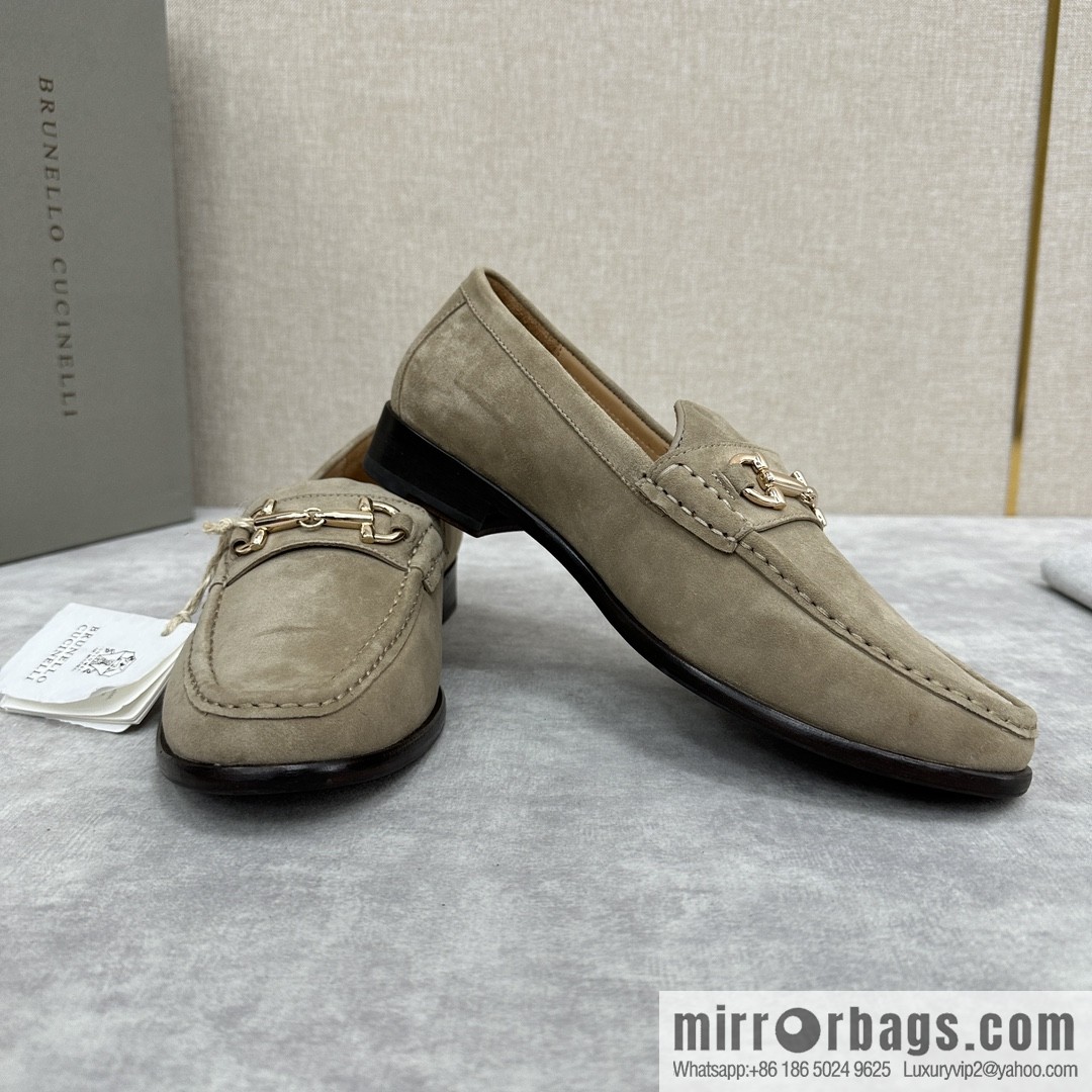 ππBC's new Brunello Cucinell * horseback buckle calfskin suede moccasins