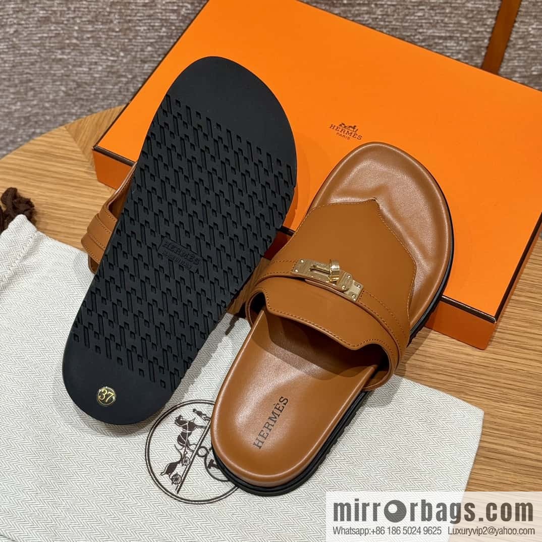 HERMES 258 Empire tow, calfskin/calfskin brown/brown