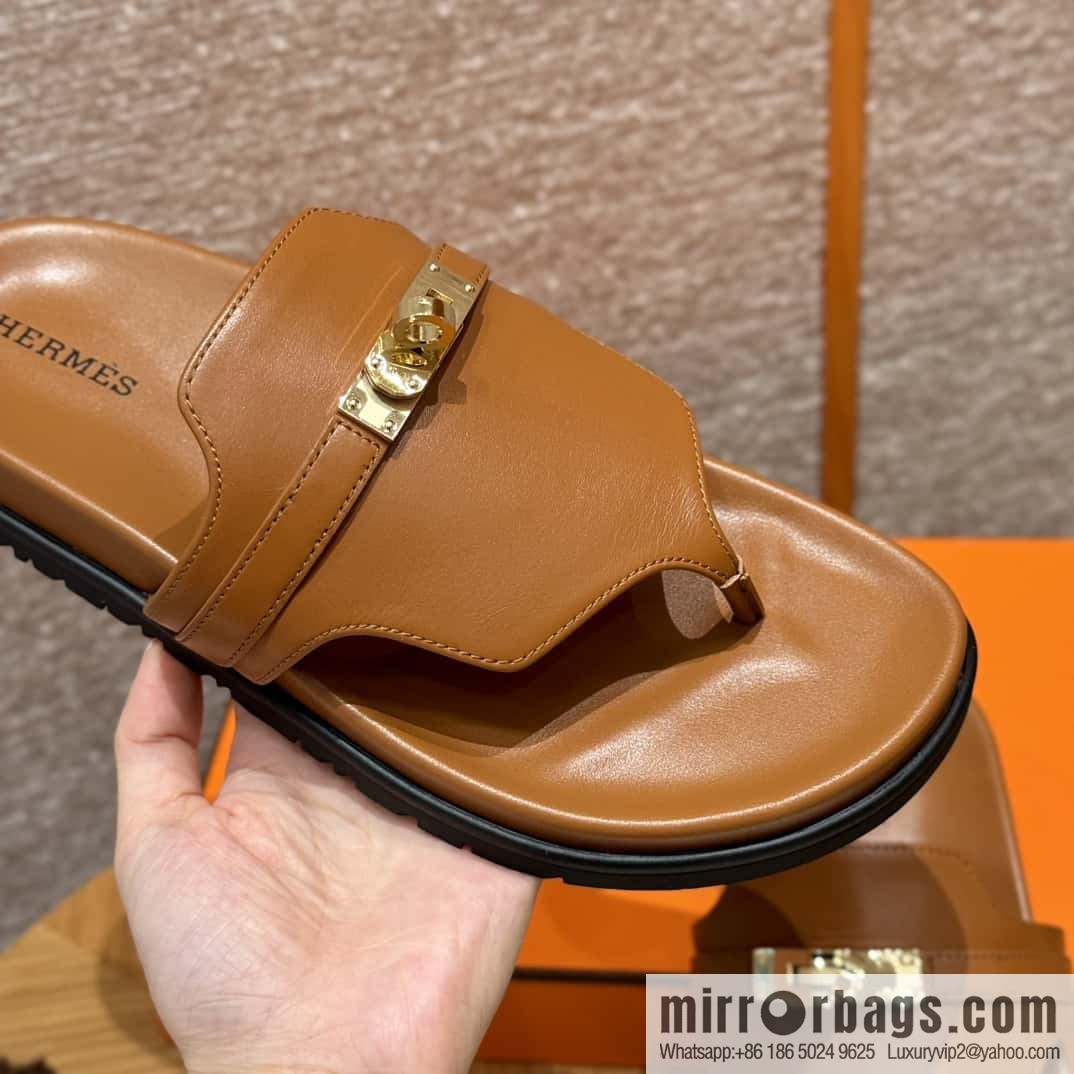 HERMES 258 Empire tow, calfskin/calfskin brown/brown