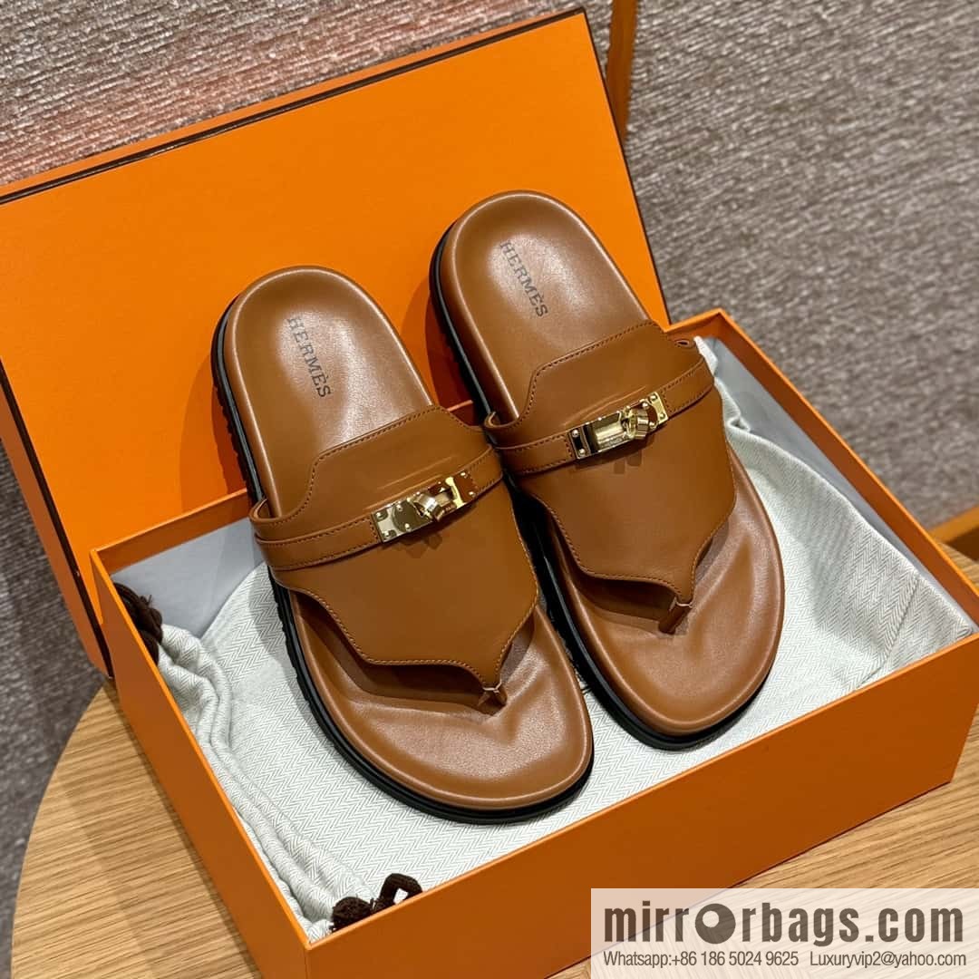 HERMES 258 Empire tow, calfskin/calfskin brown/brown