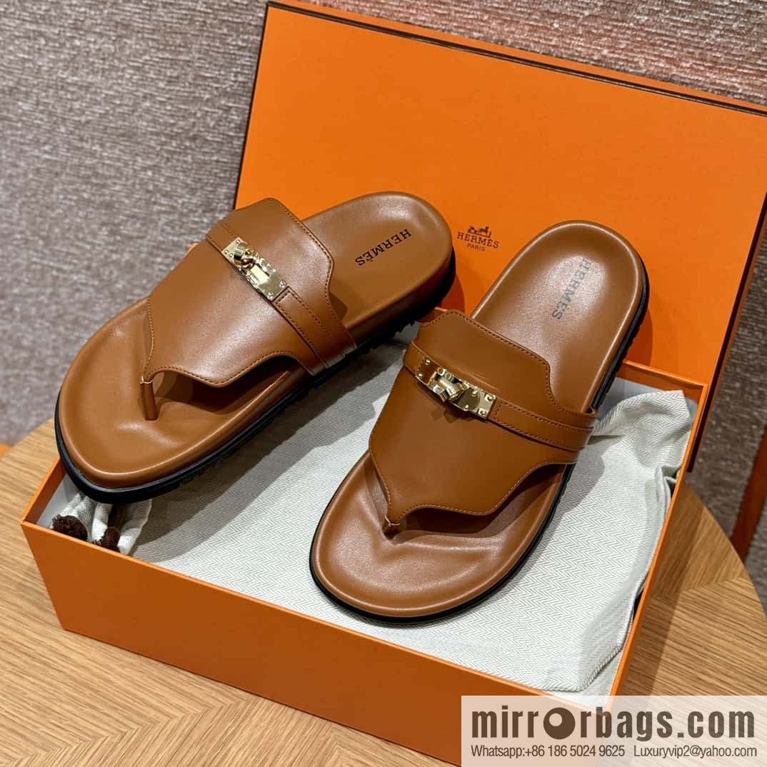 HERMES 258 Empire tow, calfskin/calfskin brown/brown
