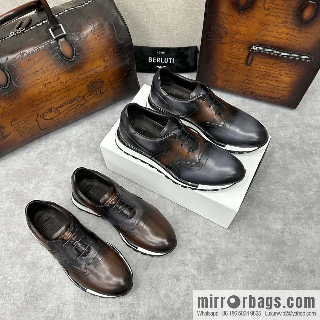 💋💍Berlut Bruti, Upgraded 3rd Generation Private Mold Outsole Fast Track Leather and Nylon Sneakers