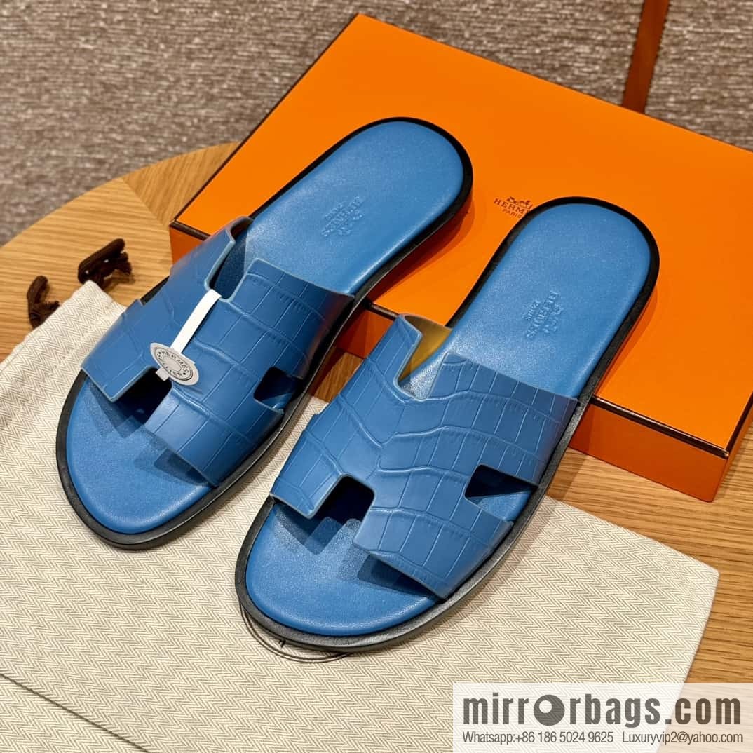 HERMES 182 -Lzmir Men's slippers, Florida blue/OF/with blue feet