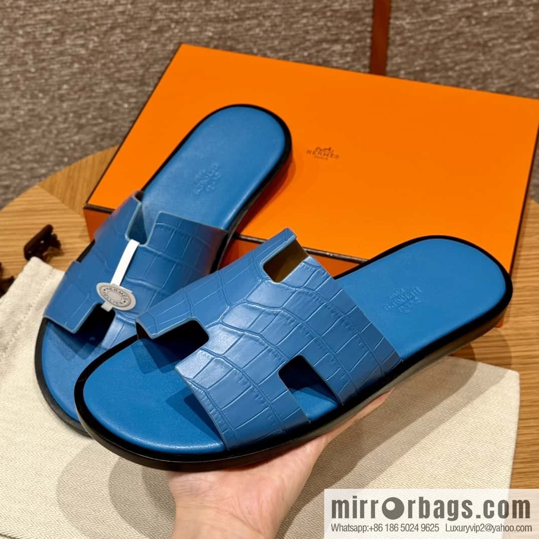 HERMES 182 -Lzmir Men's slippers, Florida blue/OF/with blue feet