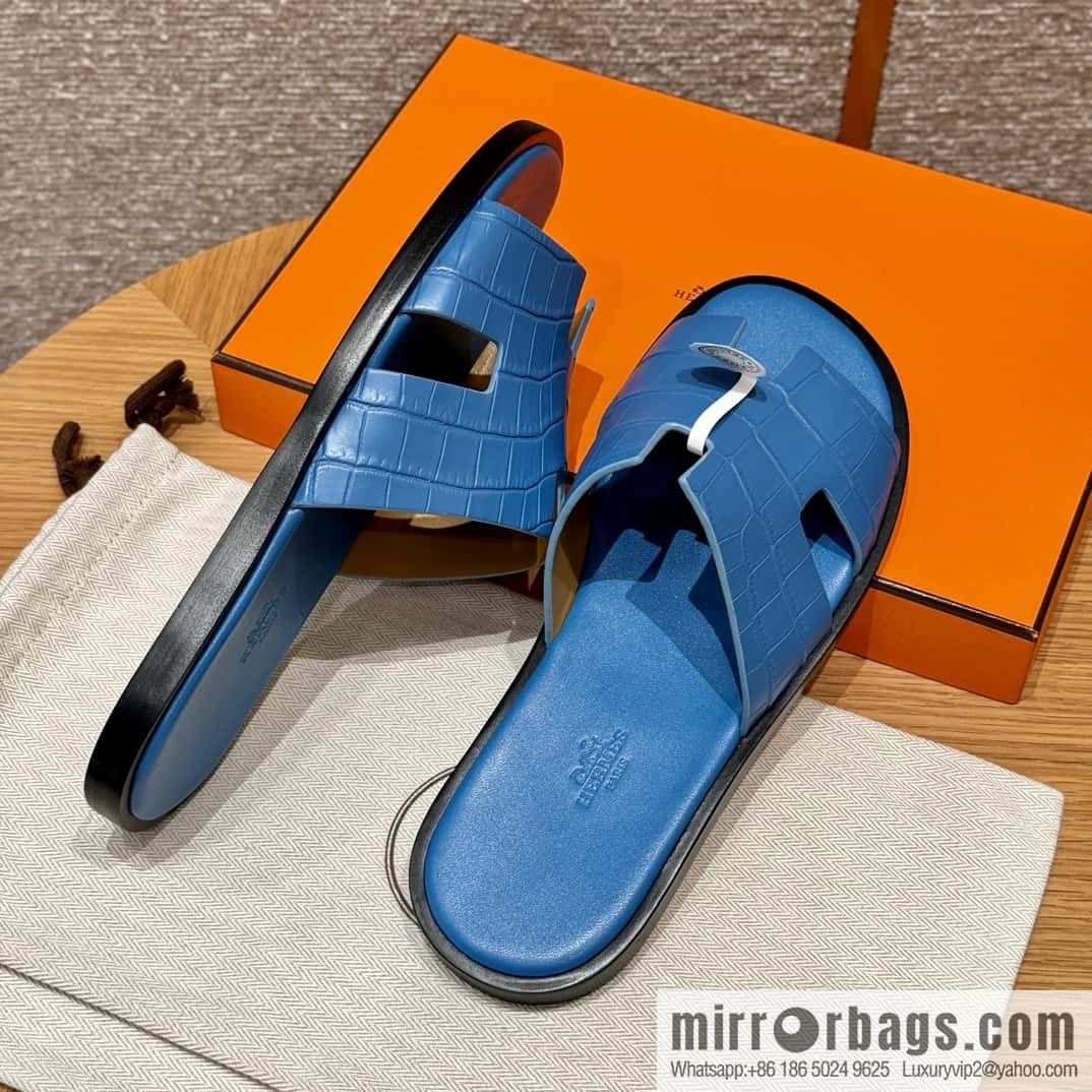 HERMES 182 -Lzmir Men's slippers, Florida blue/OF/with blue feet