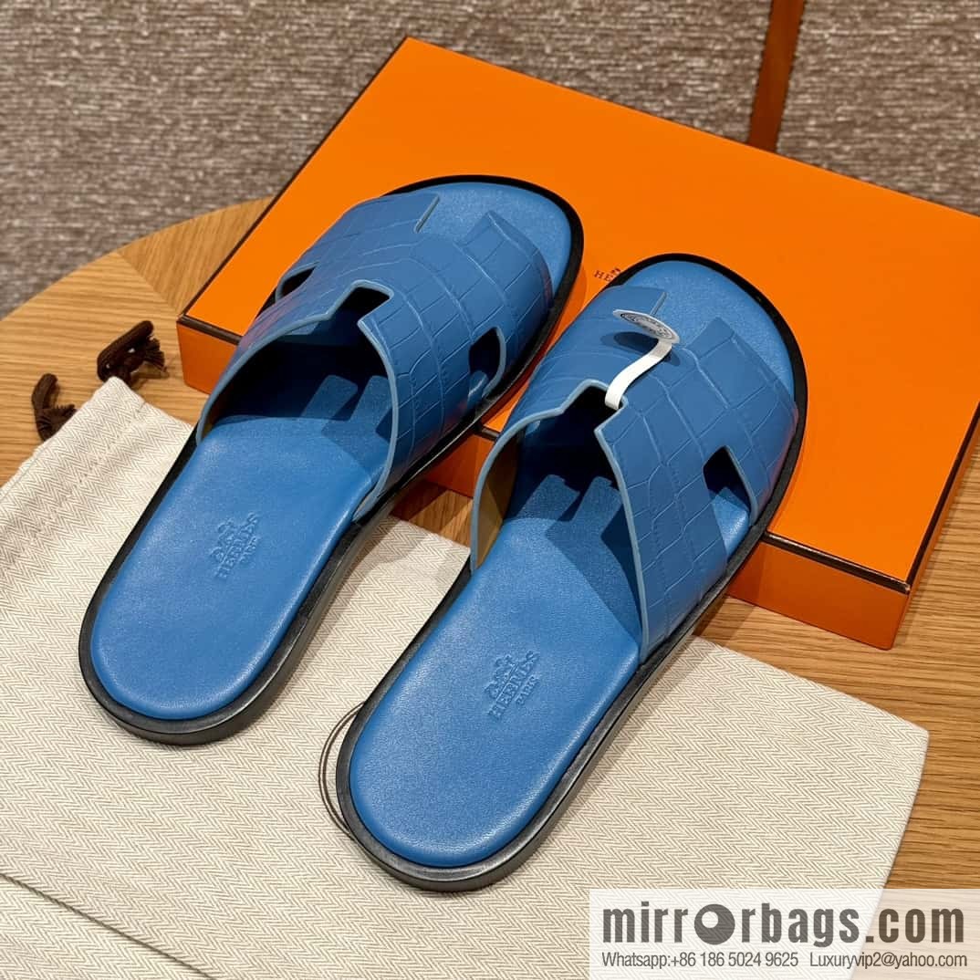 HERMES 182 -Lzmir Men's slippers, Florida blue/OF/with blue feet