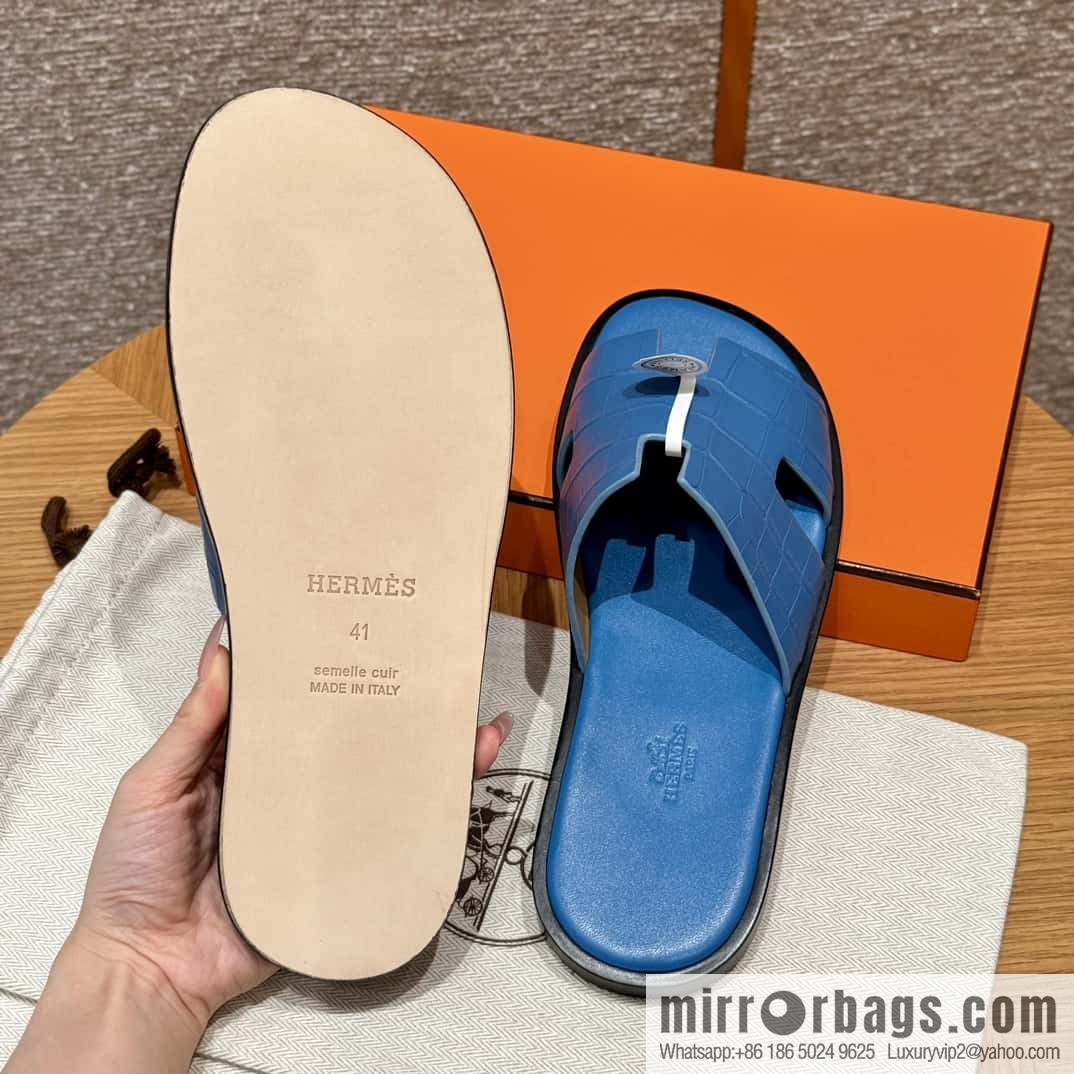 HERMES 182 -Lzmir Men's slippers, Florida blue/OF/with blue feet