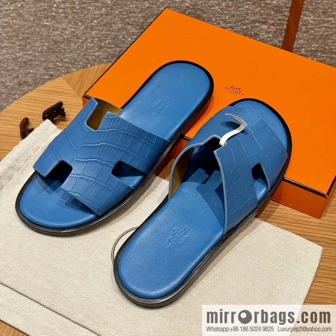 HERMES 182 -Lzmir Men's slippers, Florida blue/OF/with blue feet