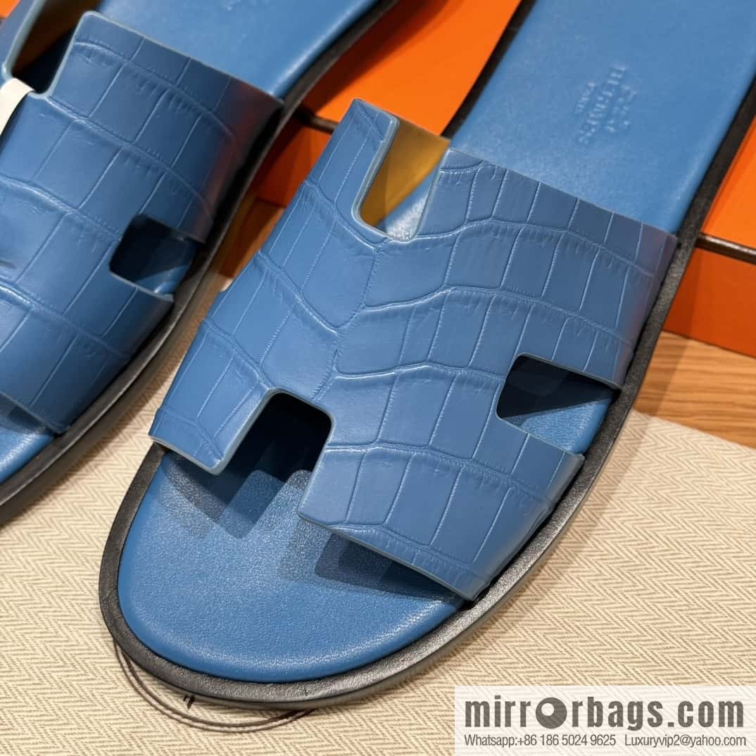 HERMES 182 -Lzmir Men's slippers, Florida blue/OF/with blue feet