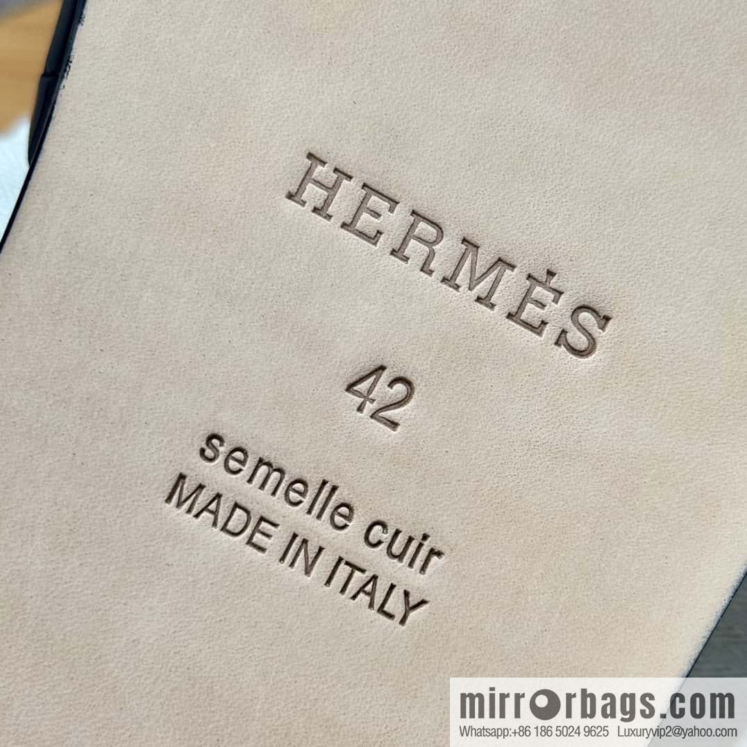 HERMES 182 -Lzmir Men's slippers, black/89/Black/with tin ash alligator/alligator🐊