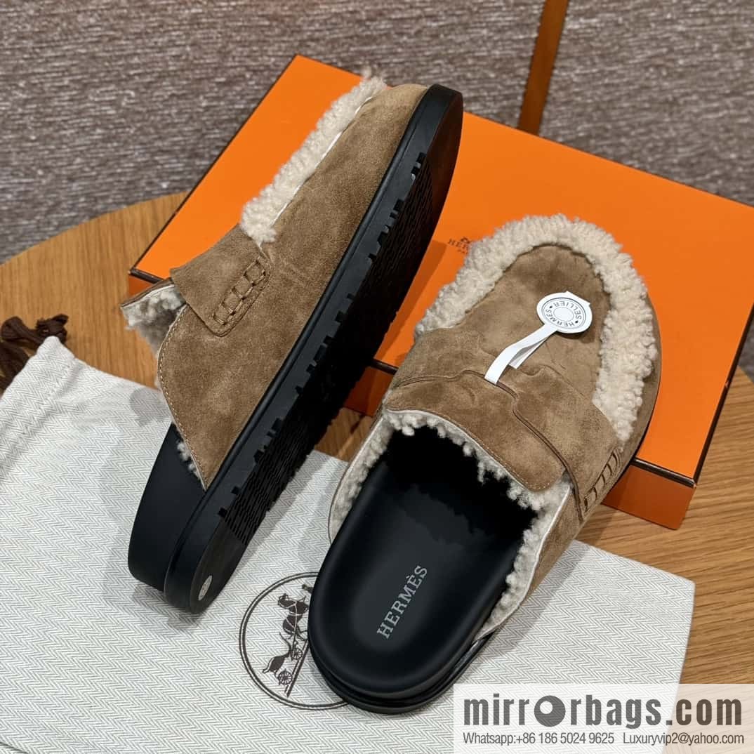 HERMES 190 Go Müller, frosted brown/Brun fume suede calf leather/Suede calf leather