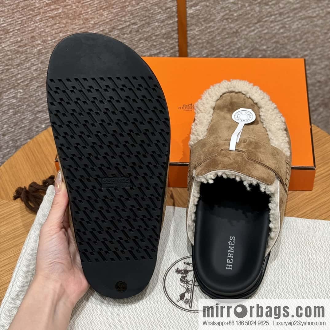 HERMES 190 Go Müller, frosted brown/Brun fume suede calf leather/Suede calf leather