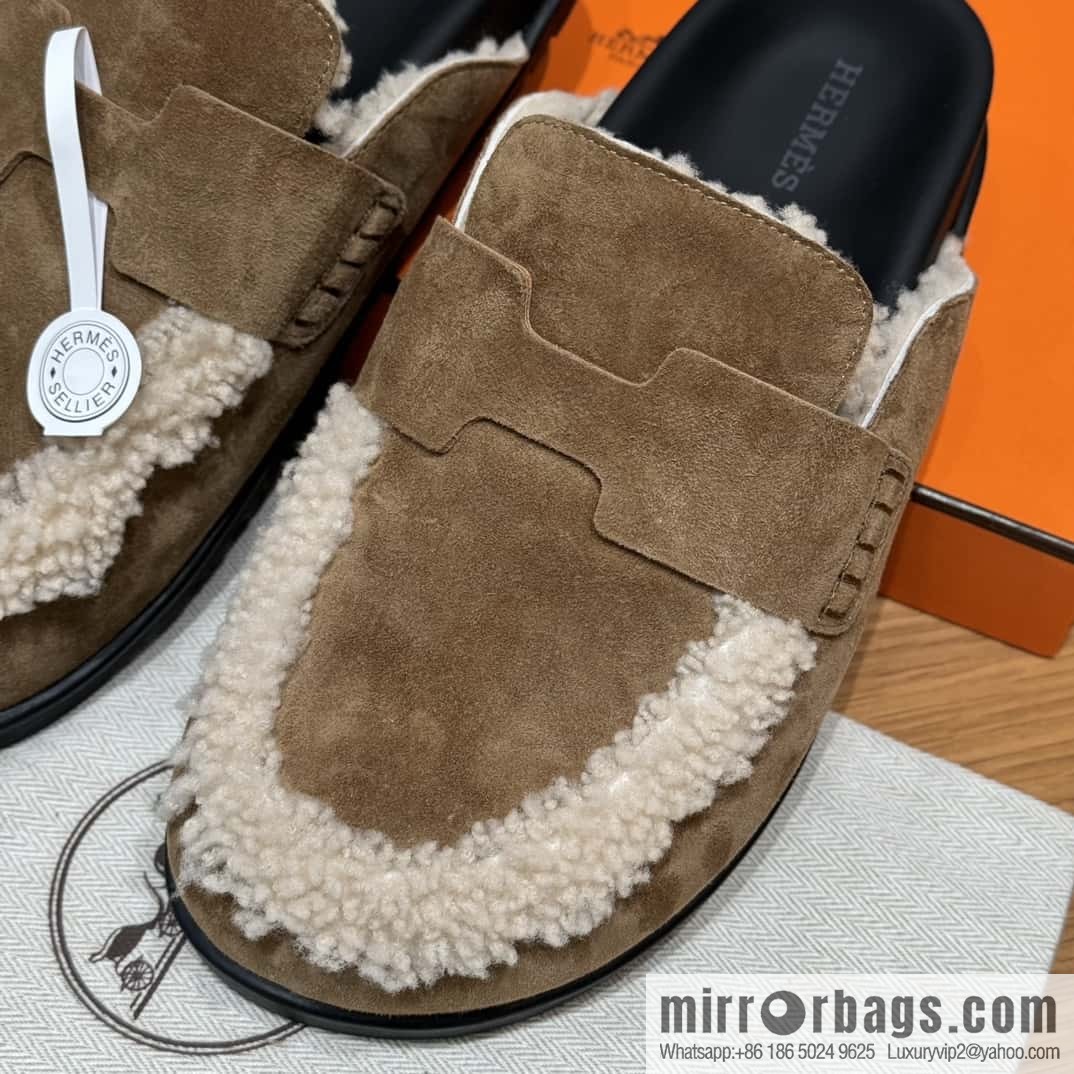 HERMES 190 Go Müller, frosted brown/Brun fume suede calf leather/Suede calf leather