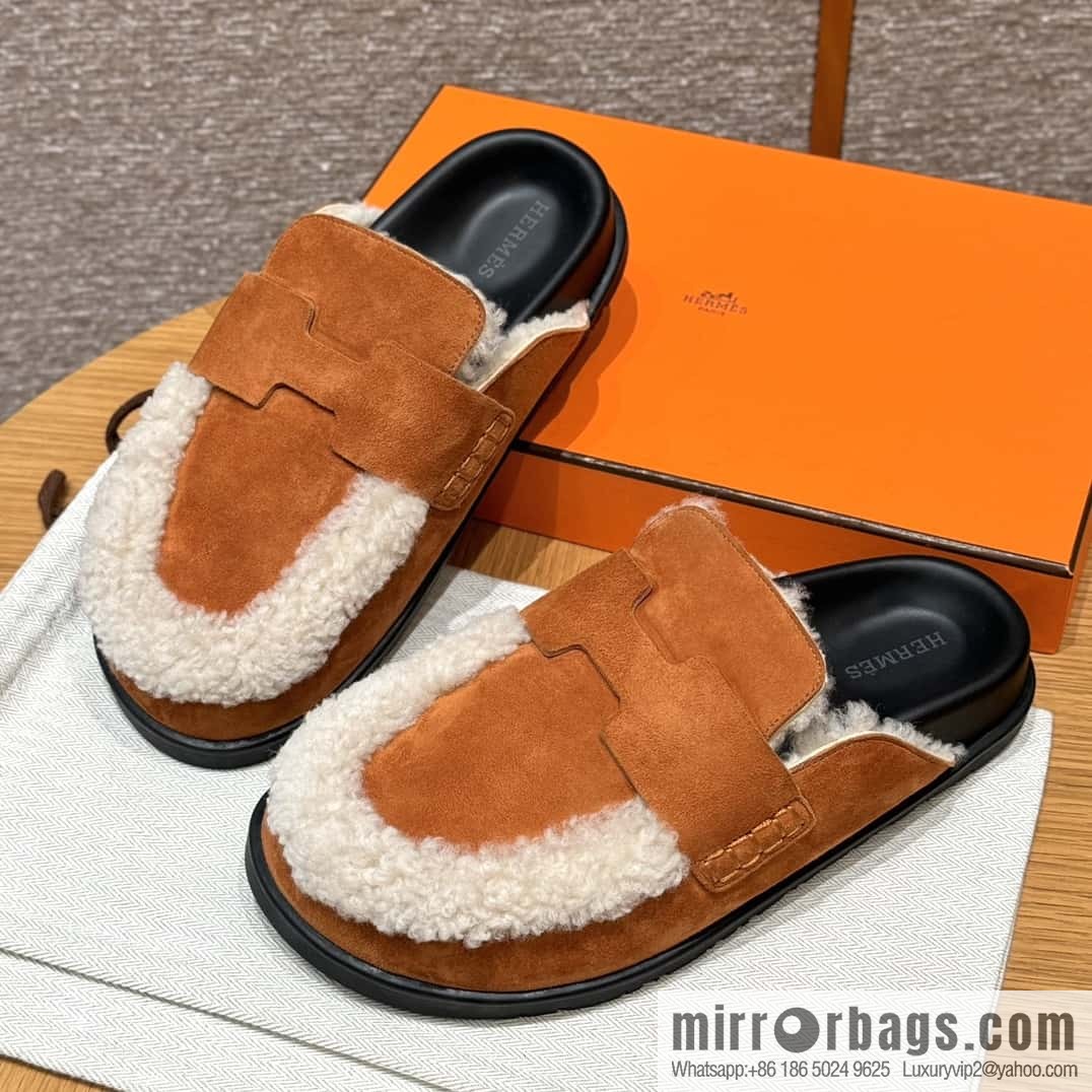 HERMES 190 Go Muller shoes, natural/Natutel suede calf leather/Suede calf leather