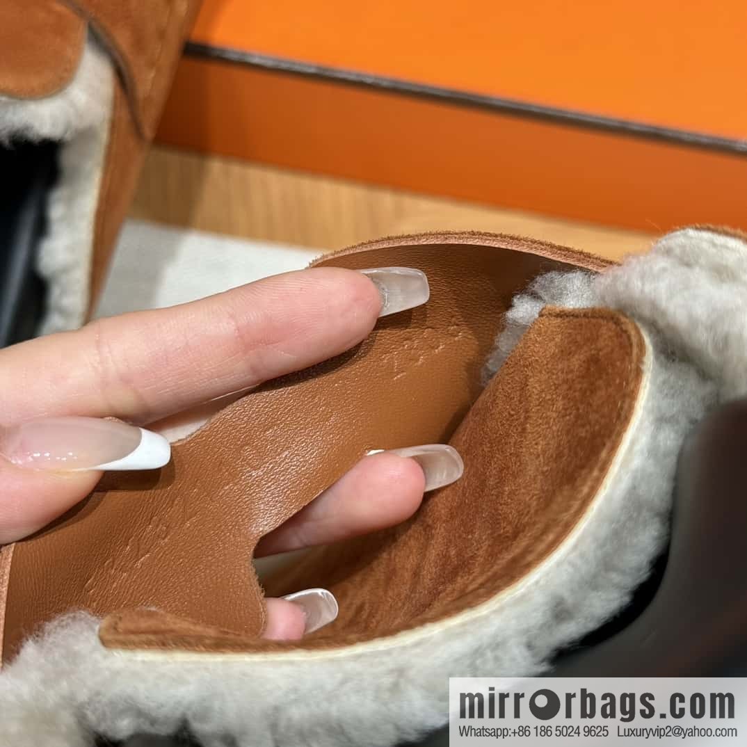 HERMES 190 Go Muller shoes, natural/Natutel suede calf leather/Suede calf leather