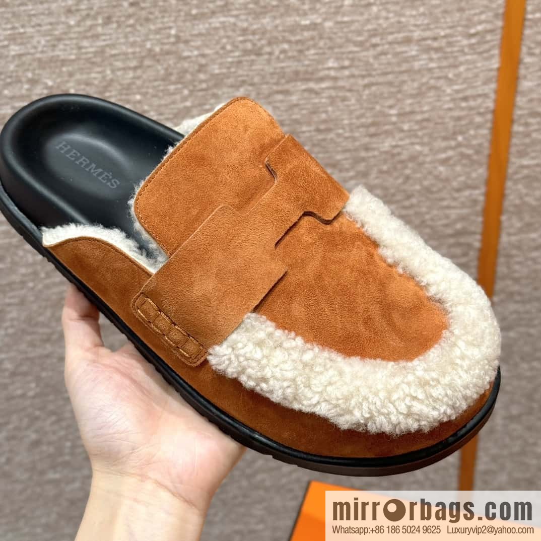 HERMES 190 Go Muller shoes, natural/Natutel suede calf leather/Suede calf leather