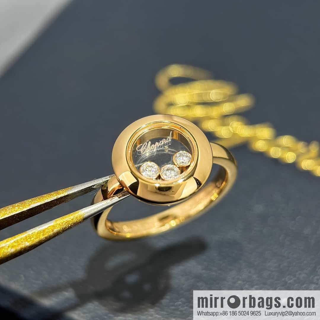 ❗️New ❗️ Chopard HAPPY DIAMONDS Glossy Round Three Diamond Ring