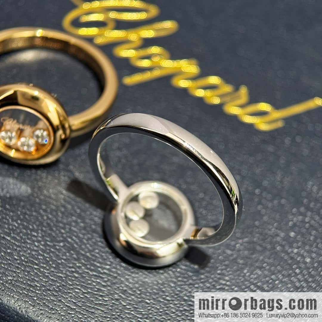 ❗️New ❗️ Chopard HAPPY DIAMONDS Glossy Round Three Diamond Ring