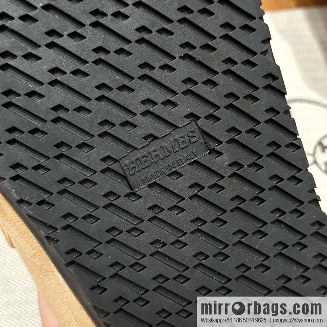 HERMES 190 Go Mullers, marble beige/Cream-coloured suede calf/Suede calf leather