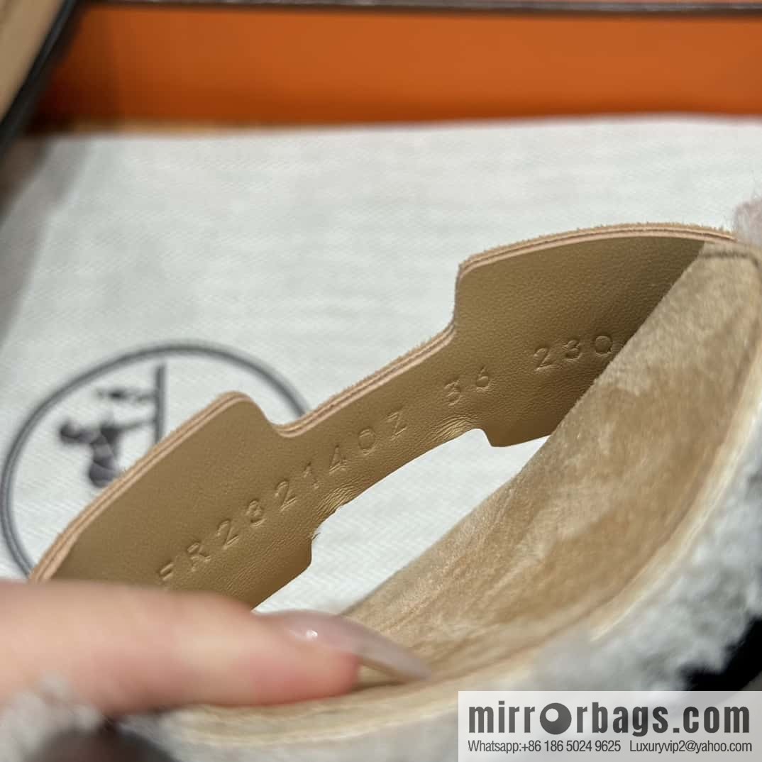 HERMES 190 Go Mullers, marble beige/Cream-coloured suede calf/Suede calf leather