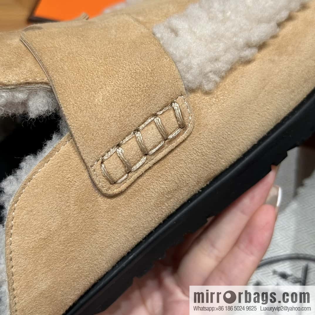 HERMES 190 Go Mullers, marble beige/Cream-coloured suede calf/Suede calf leather