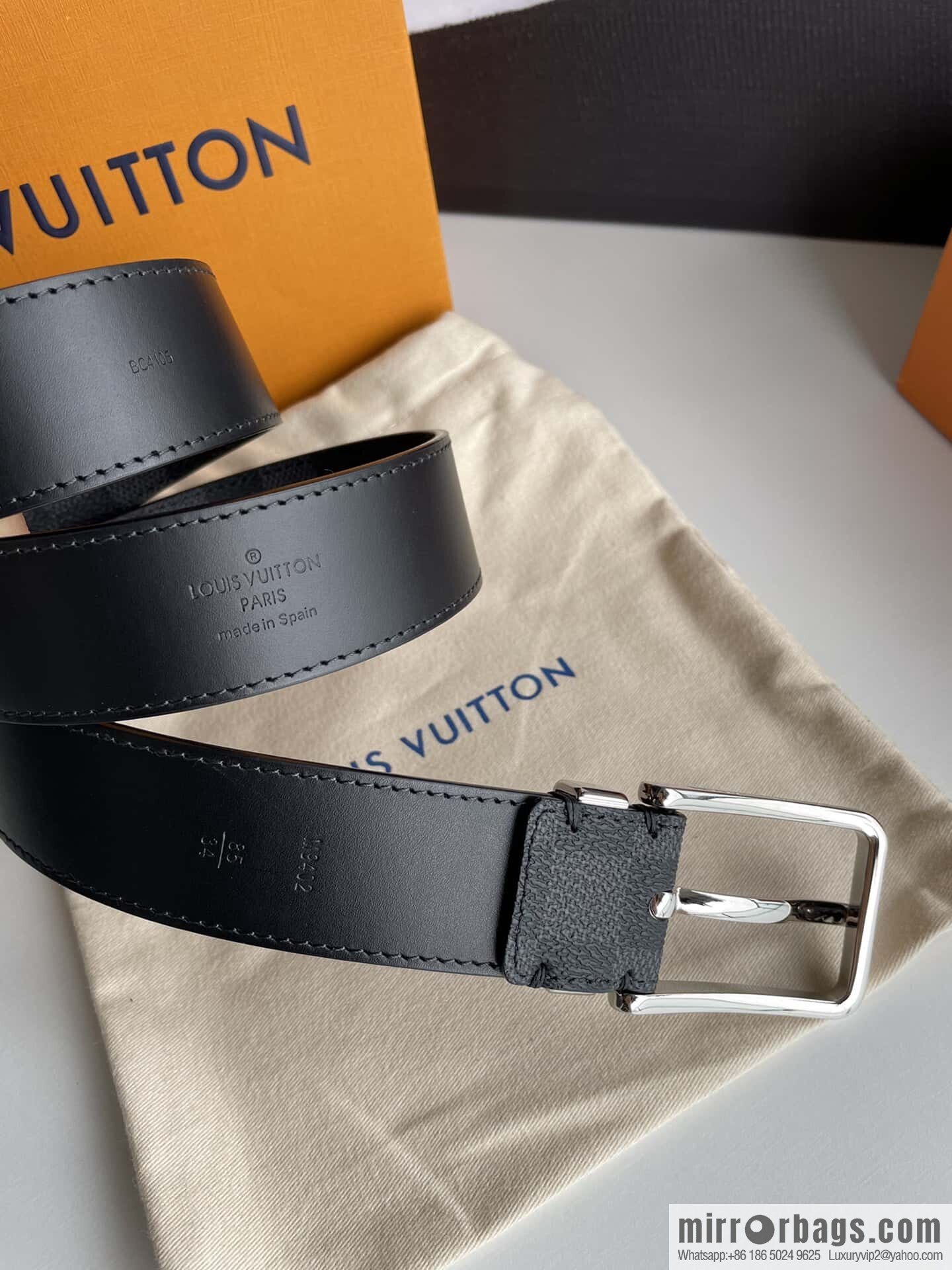 LV -35mm wide calfskin belt