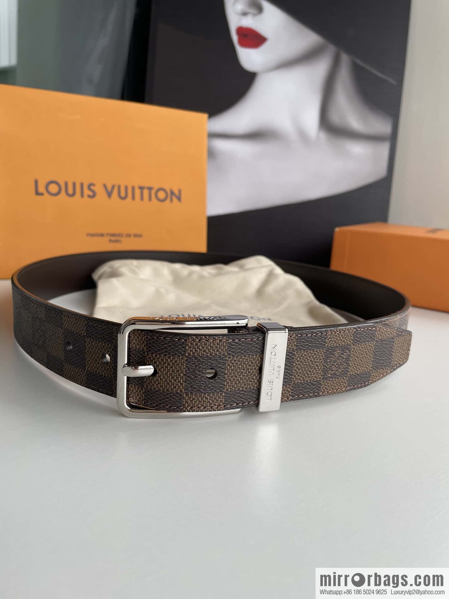 LV -35mm wide calfskin belt
