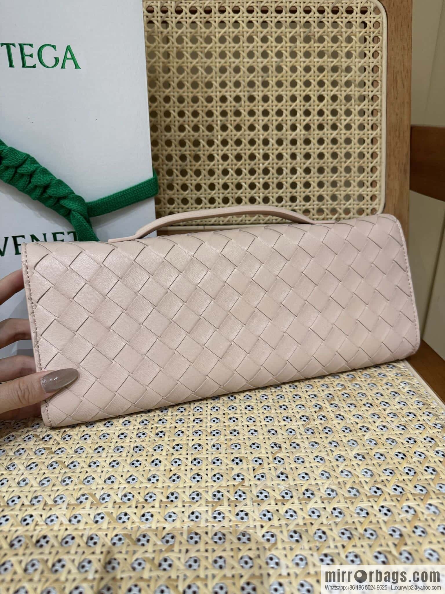 BV Andiamond Clutch Bag 741511 Lotus Powder