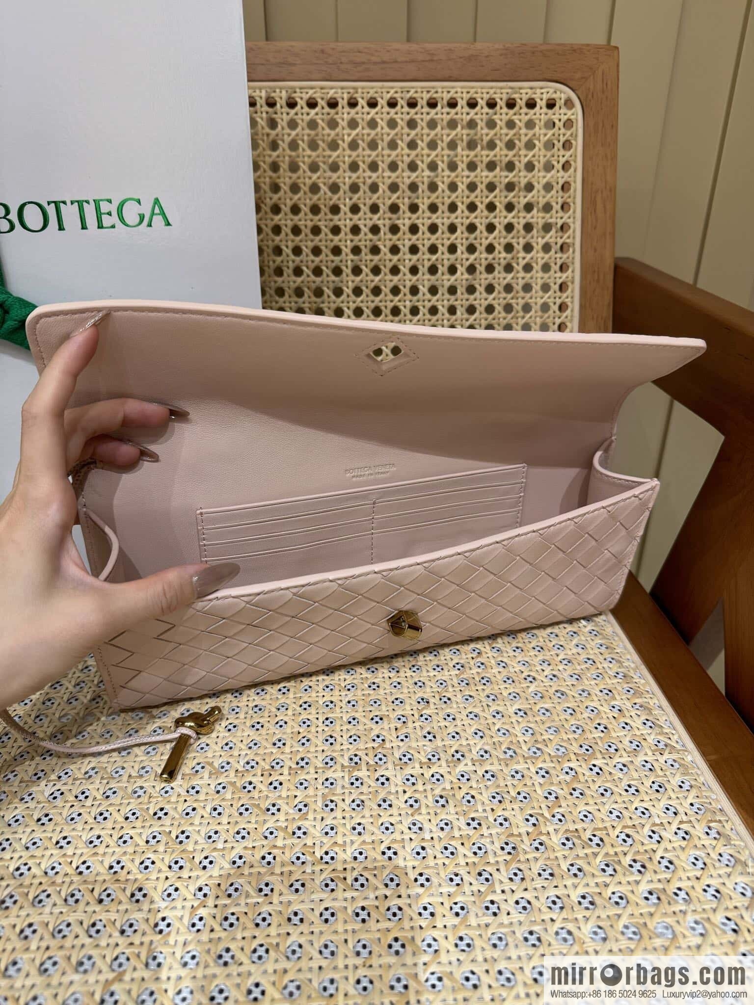 BV Andiamond Clutch Bag 741511 Lotus Powder