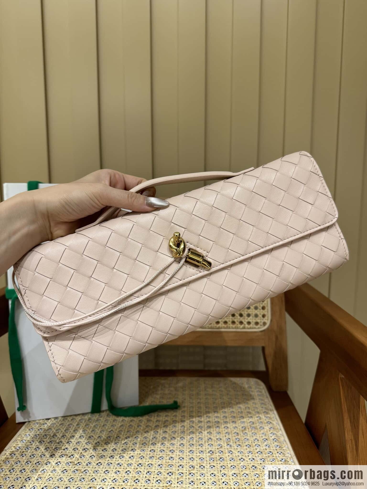 BV Andiamond Clutch Bag 741511 Lotus Powder