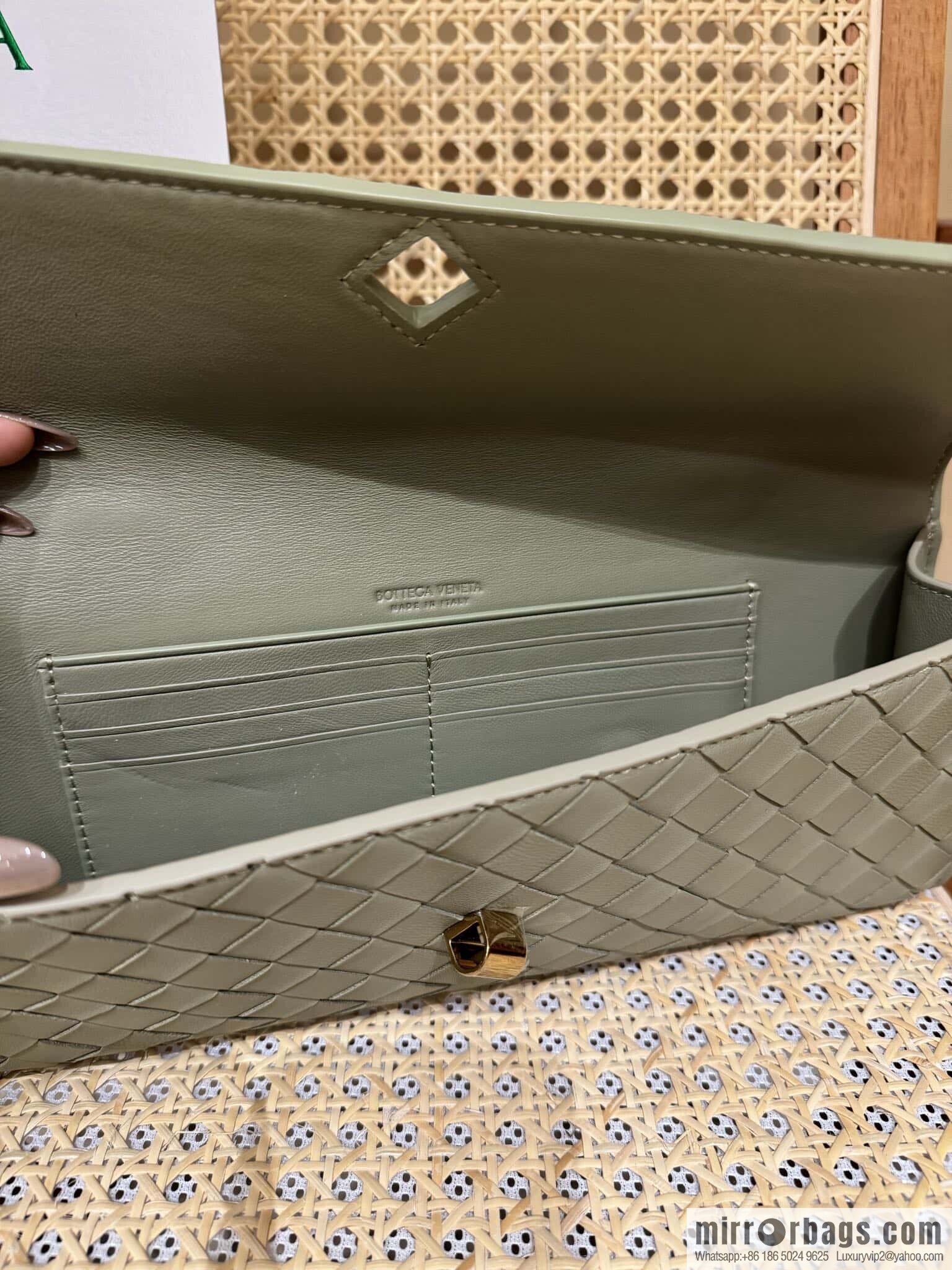 BV Andiamond clutch bag 741511 Travertine green