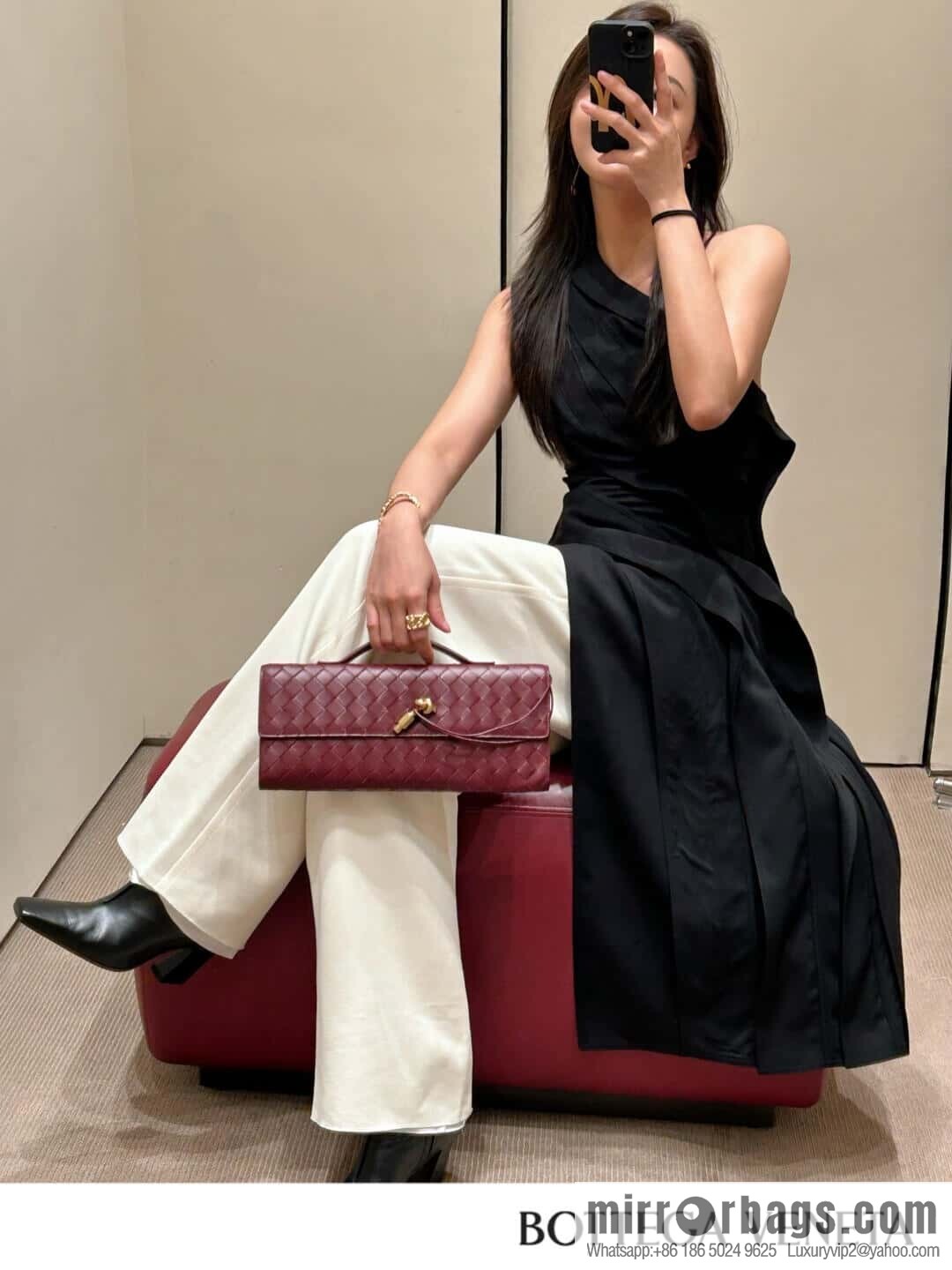 BV Andiamond Clutch 741511 Barolo Burgundy