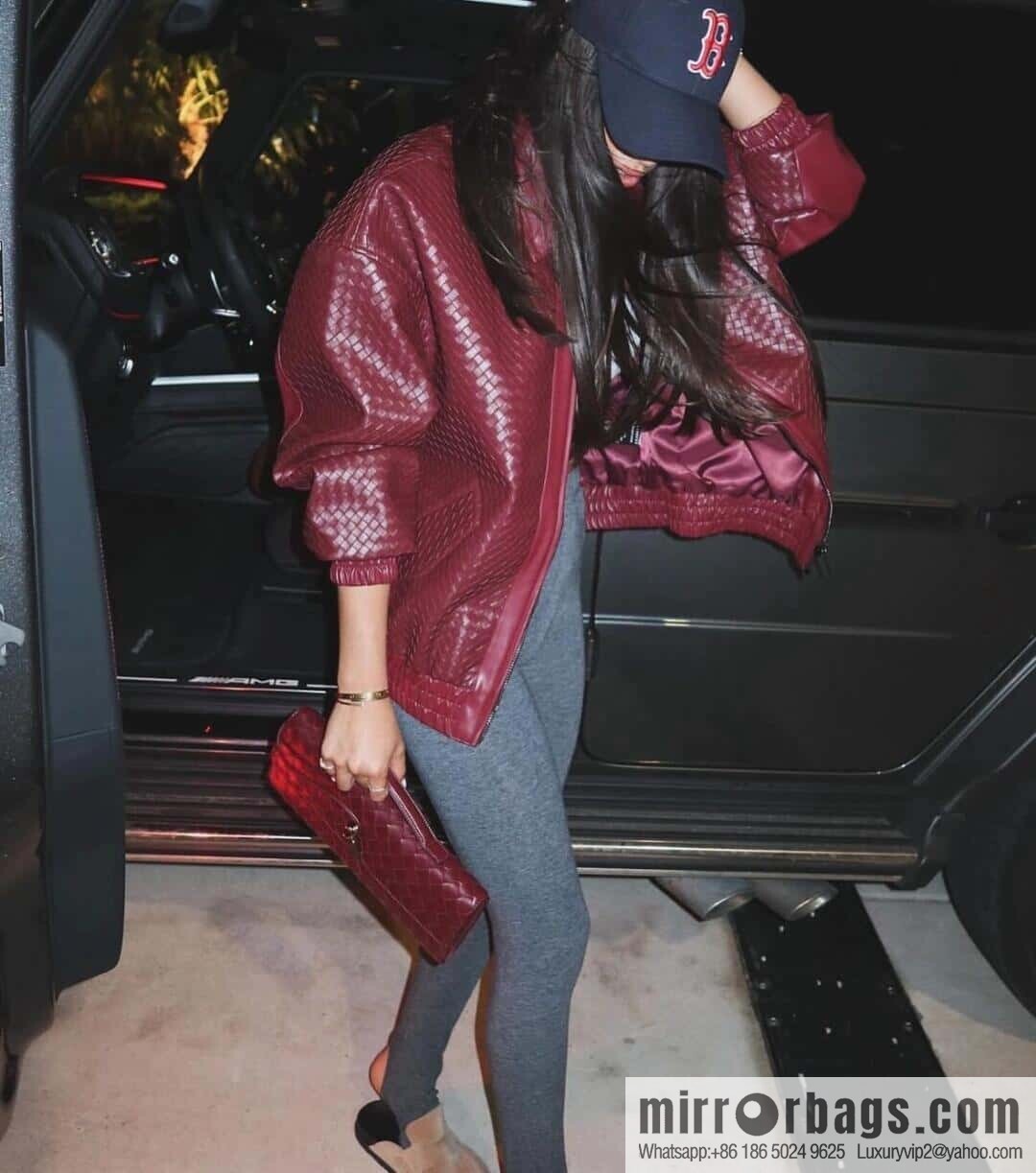 BV Andiamond Clutch 741511 Barolo Burgundy