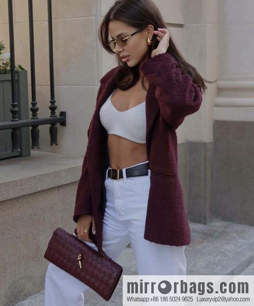 BV Andiamond Clutch 741511 Barolo Burgundy