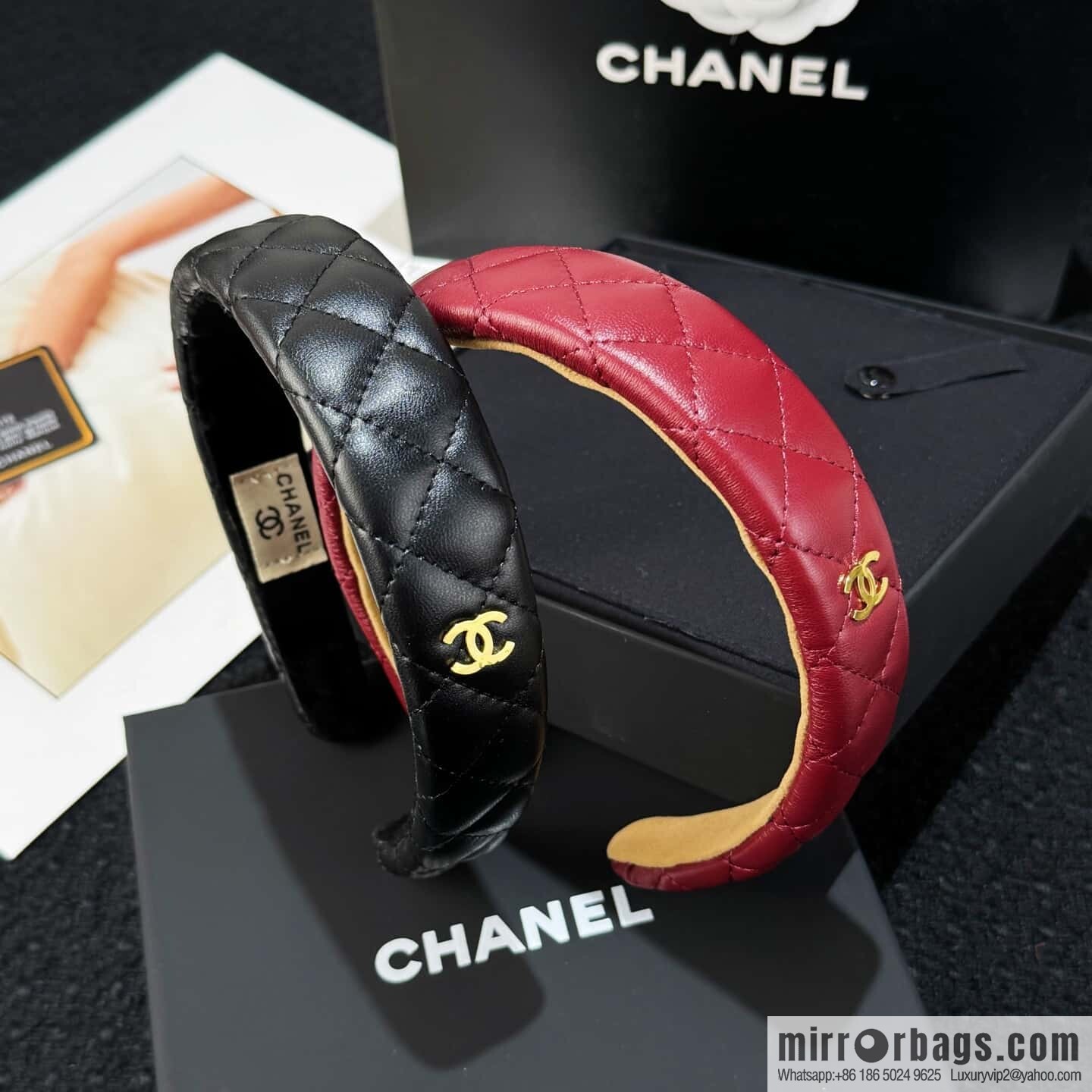 ❗️New ❗️☀️ New ☑️ Chanel Double C Rhombus Lambskin Headband ☀️