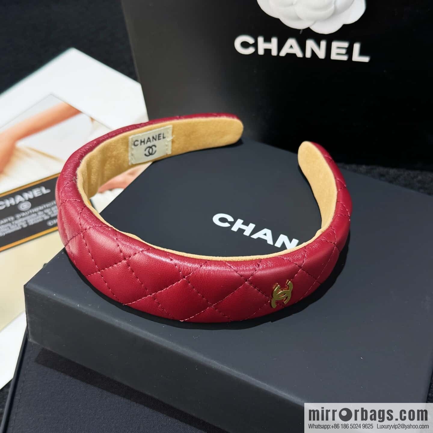❗️New ❗️☀️ New ☑️ Chanel Double C Rhombus Lambskin Headband ☀️